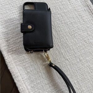 Black Wallet and phone Case for 14 plus apple phone